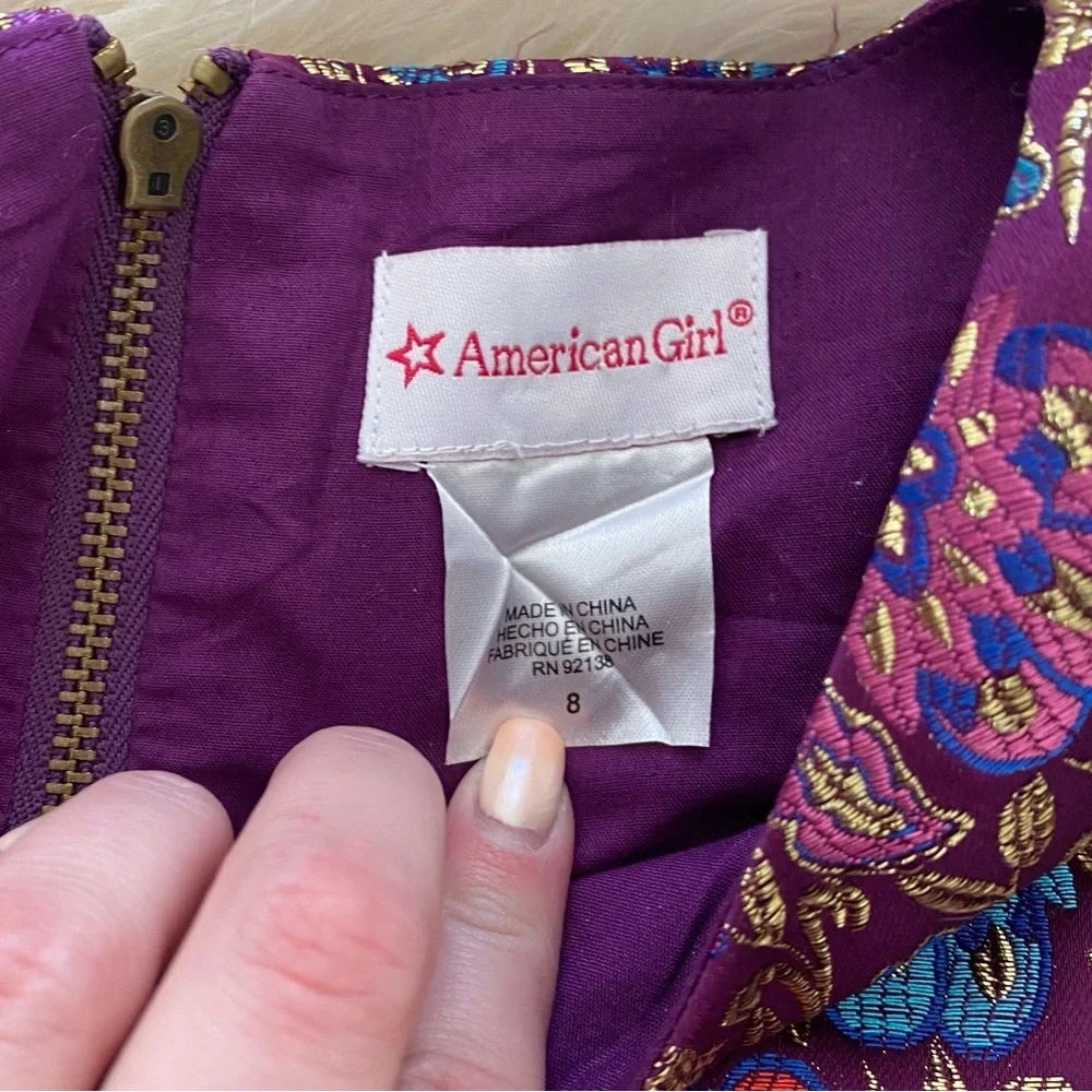 American Girl Fancy Holiday Dress Like Your Doll Purple Gold Metallic Brocade